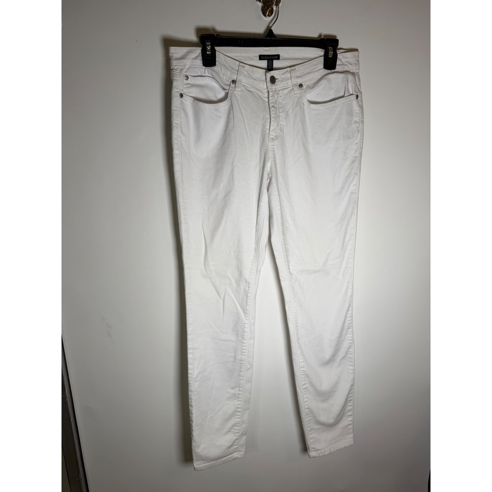Eileen Fisher White Organic Cotton Stretch Skinny Jeans Size 10 R16GDD